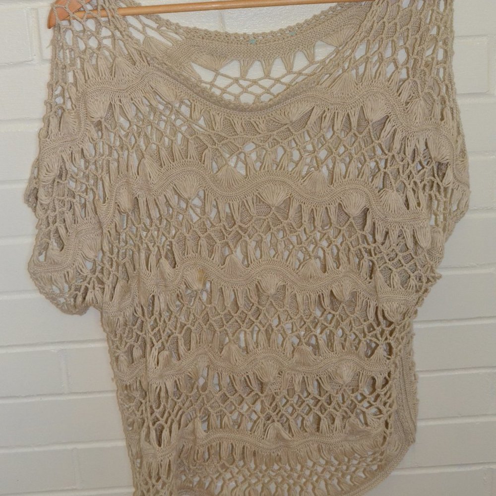 Tan Open Knit Top, Beatuiful Knit Design